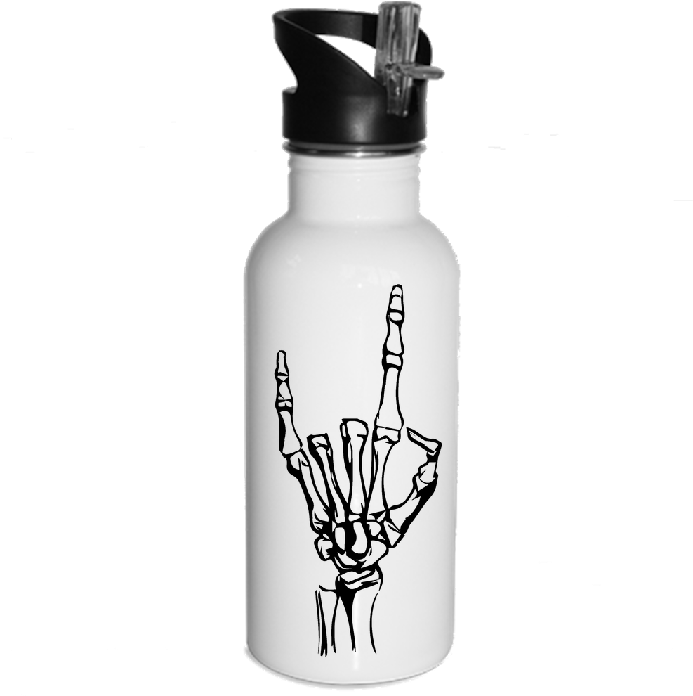 Devil Horns Water Bottle Skull Metalhead - Water Bottle Clipart (1000x1000), Png Download