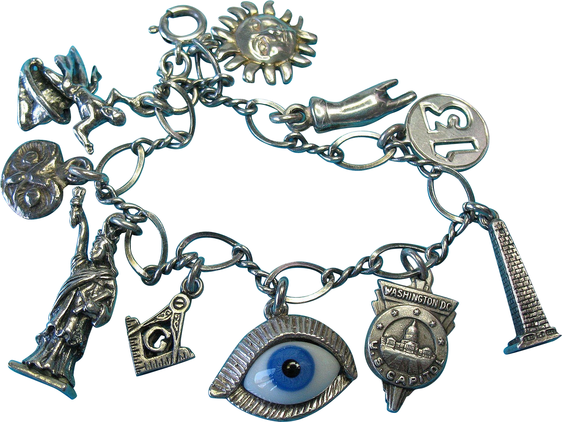 Vintage Silver Charm Bracelet U - Bracelet Clipart (1848x1848), Png Download