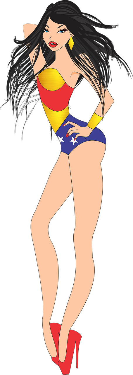 Wonder Woman Pinup Clipart - Imagens Em Png De Mulher Maravilha Transparent Png (455x1280), Png Download