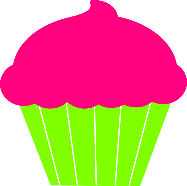Small - Cupcake Cartoon Pink And Green Clipart (600x596), Png Download
