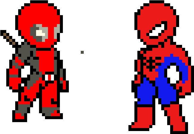 Deadpool And Spiderman - Deadpool Pixel Art Png Clipart (750x550), Png Download