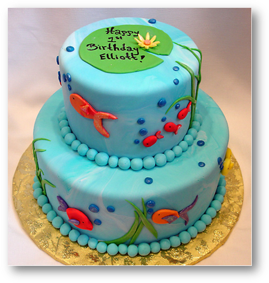 Fish Birthday Cake Clipart (560x589), Png Download