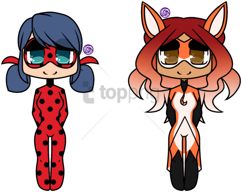 Free Png Download Chibi Ladybug And Rena Rouge By Morgafur - Rena Rouge Miraculous Kawaii Clipart (850x673), Png Download