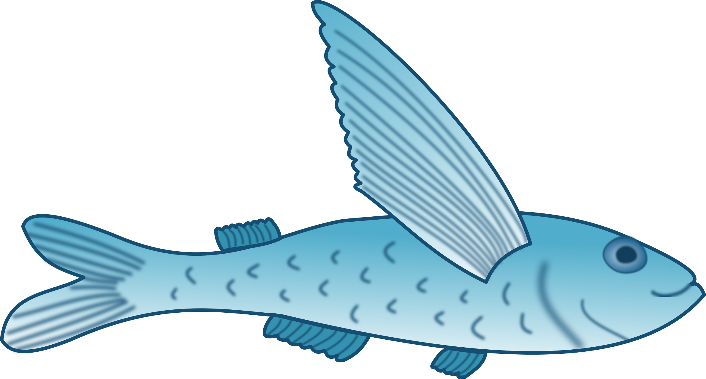 Important Clip Art Fish Clipart Flying - Flying Fish Clipart Png Transparent Png (2400x1291), Png Download