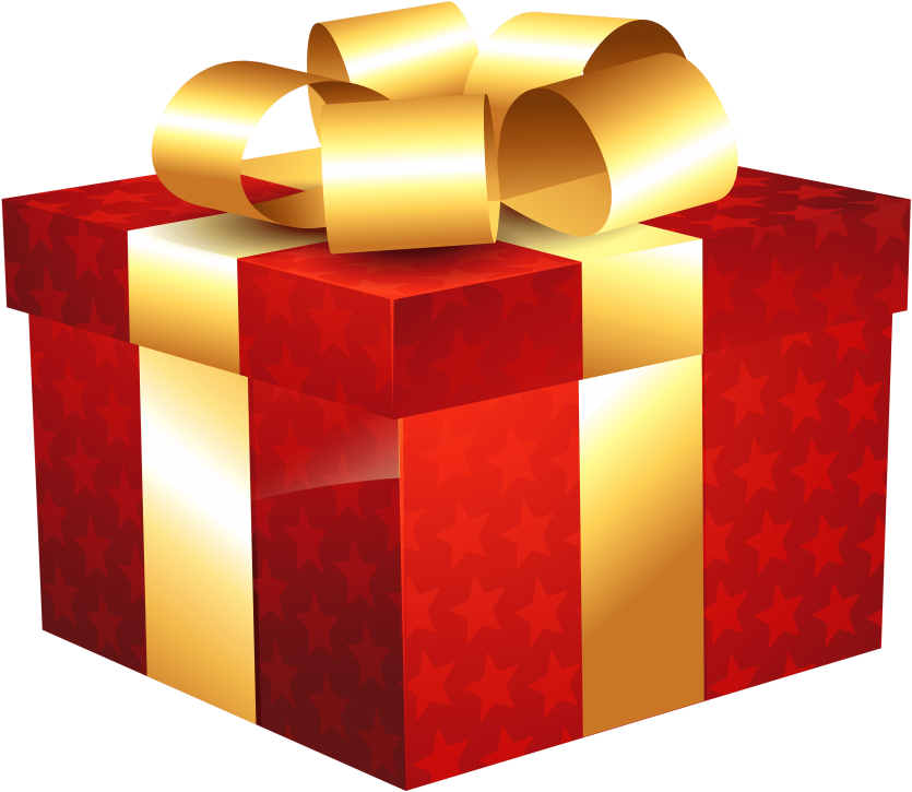 Free Png Red Gift With Stars Png Images Transparent - Gift And Star Png Clipart (835x725), Png Download