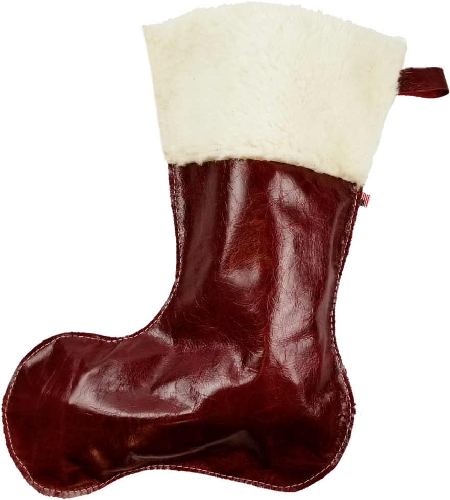 Christmas Stockings In Italian Red Leather With Wool - Snow Boot Clipart (1001x1088), Png Download