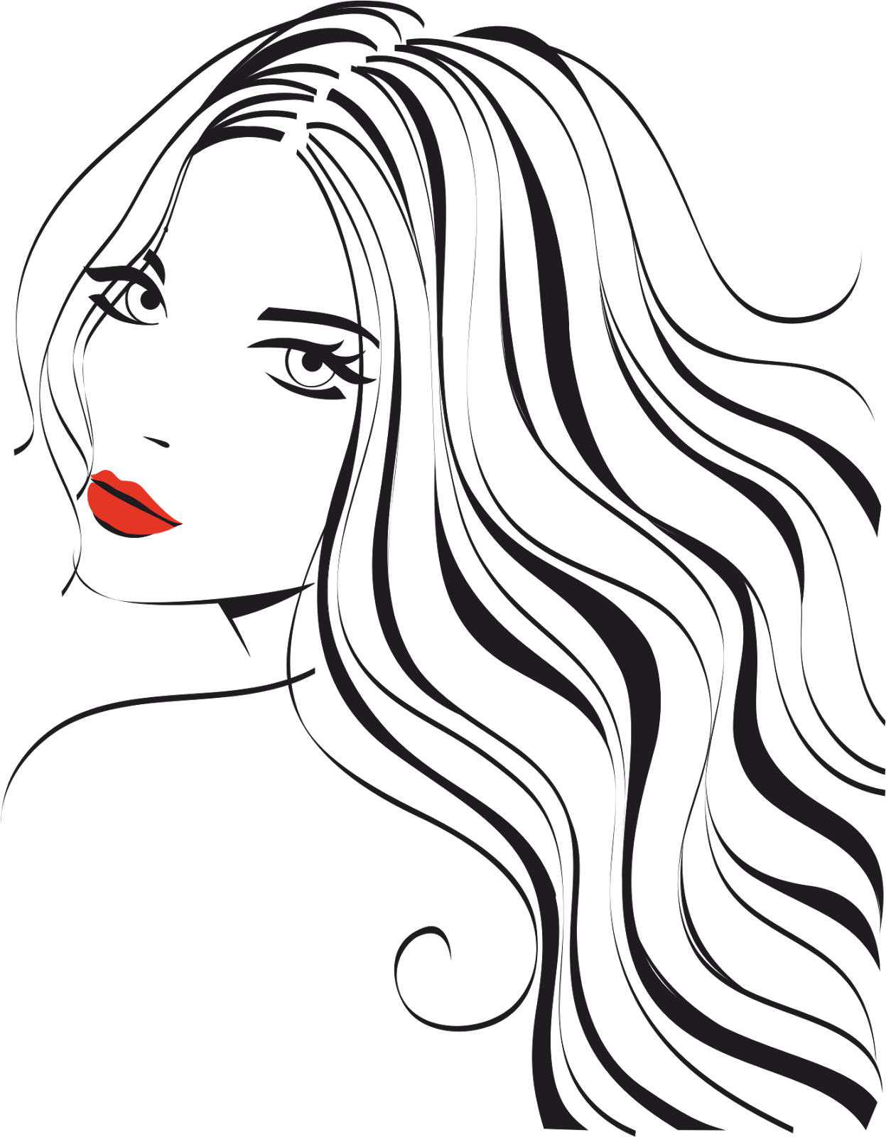 Silhouette Drawing Female Face - Silhouette Hair Design Png Clipart (1247x1600), Png Download
