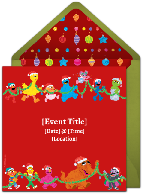 Sesame Street Christmas Online Invitation - Illustration Clipart (650x650), Png Download