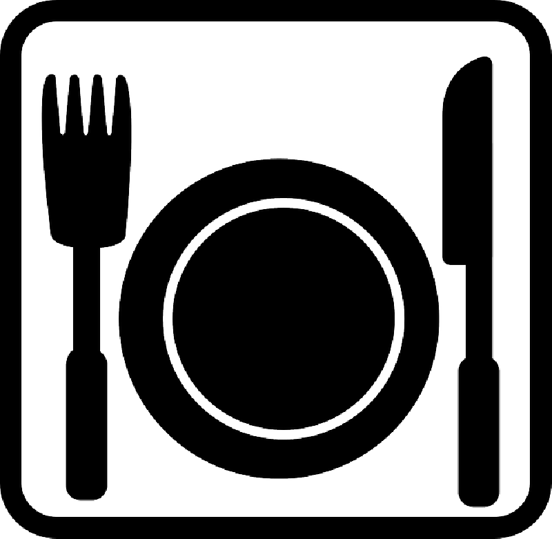 Plate Of Food Clipart Black And White - Restaurant Clipart - Png Download (800x781), Png Download