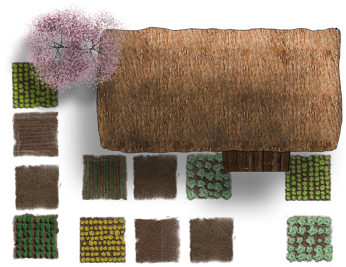 Cottage Garden Top View 150dpi 1 - Garden Png Top View Clipart (1167x900), Png Download