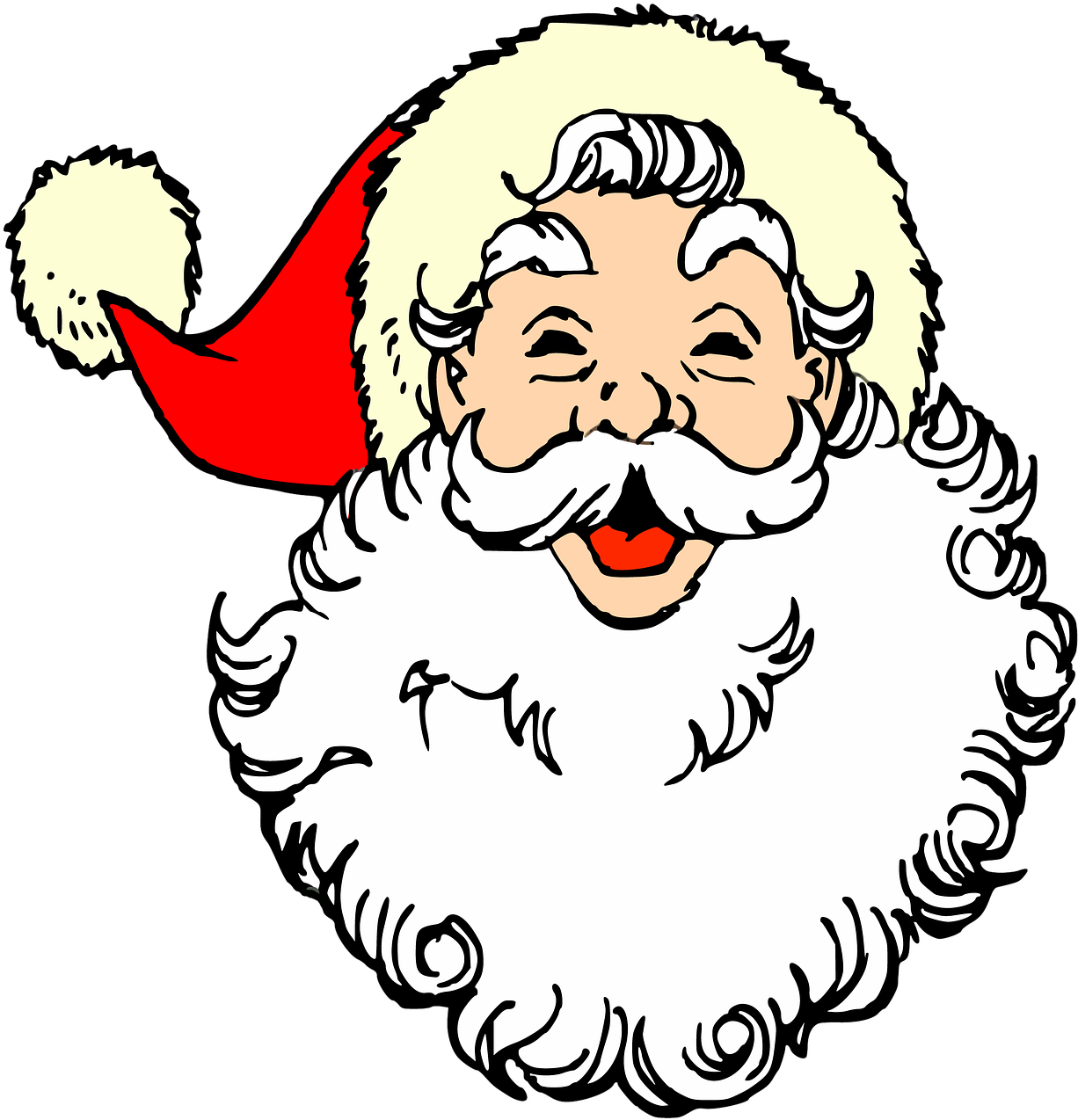 Merry Christmas Png Transparent - Santa Bw Clipart (1227x1280), Png Download