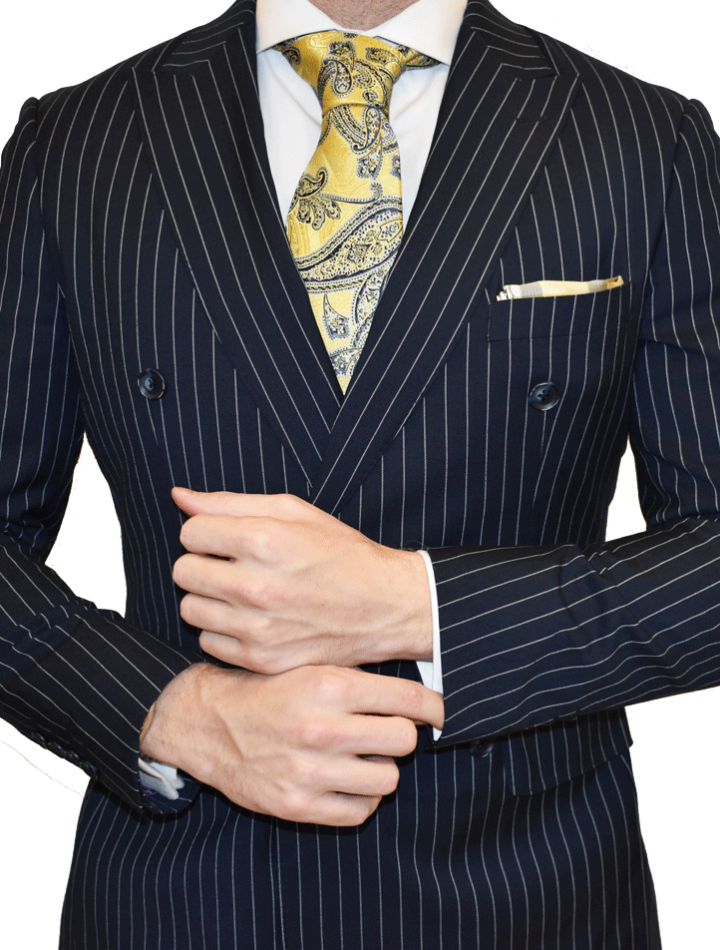 Premium Navy Pinstripe Suit Double Breasted - Double Breasted Pinstripe Suit Clipart (720x950), Png Download