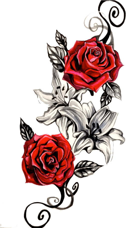 Tattoo Design Transparent - Rose Tattoo Png Clipart (600x911), Png Download