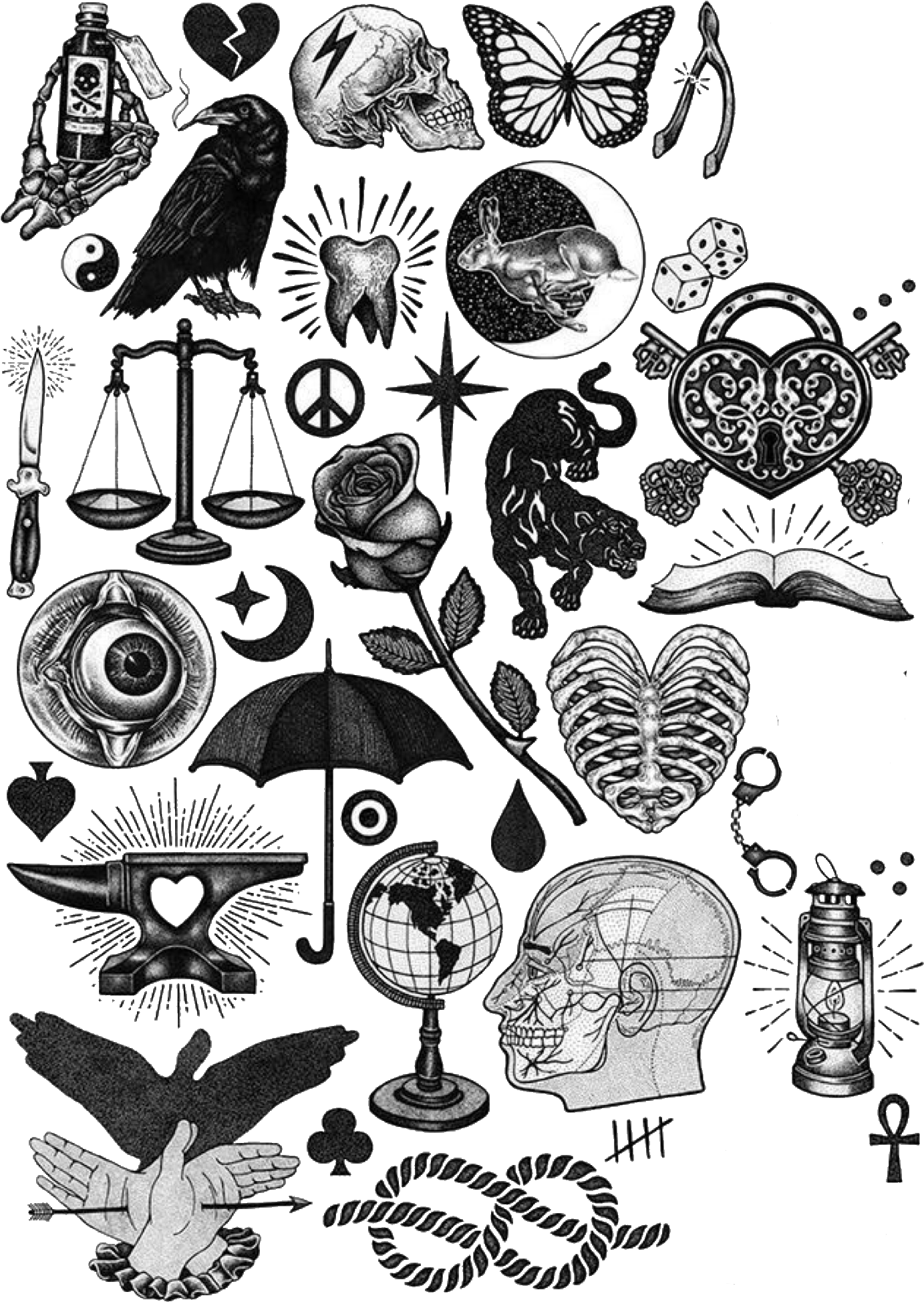 1642 X 2048 6 - Traditional Black Tattoo Flash Clipart (1642x2048), Png Download