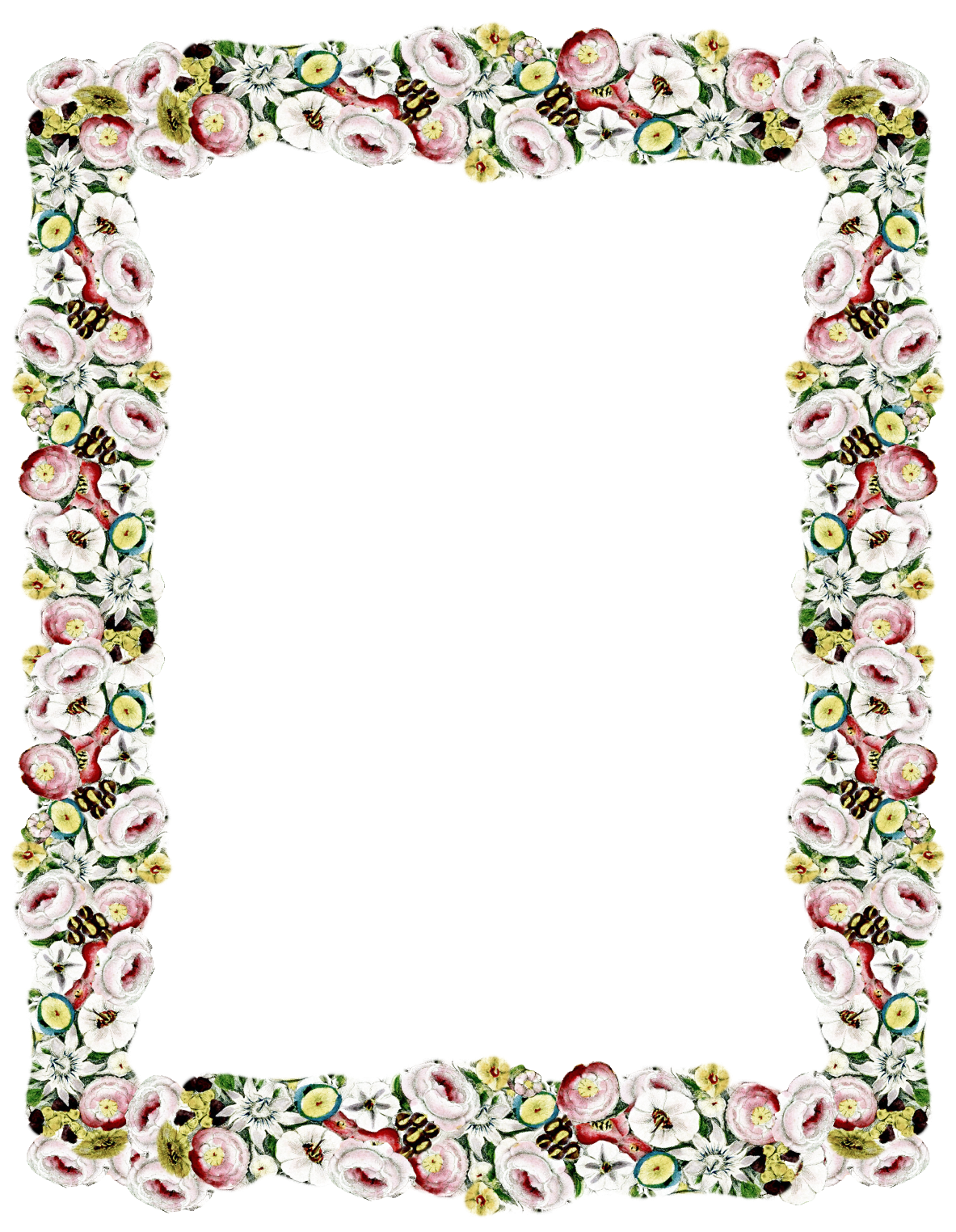 Vintage Flower Border Png Clipart (1183x1524), Png Download