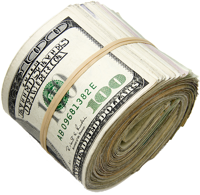 Roll Of $100 Bills Clipart (906x702), Png Download