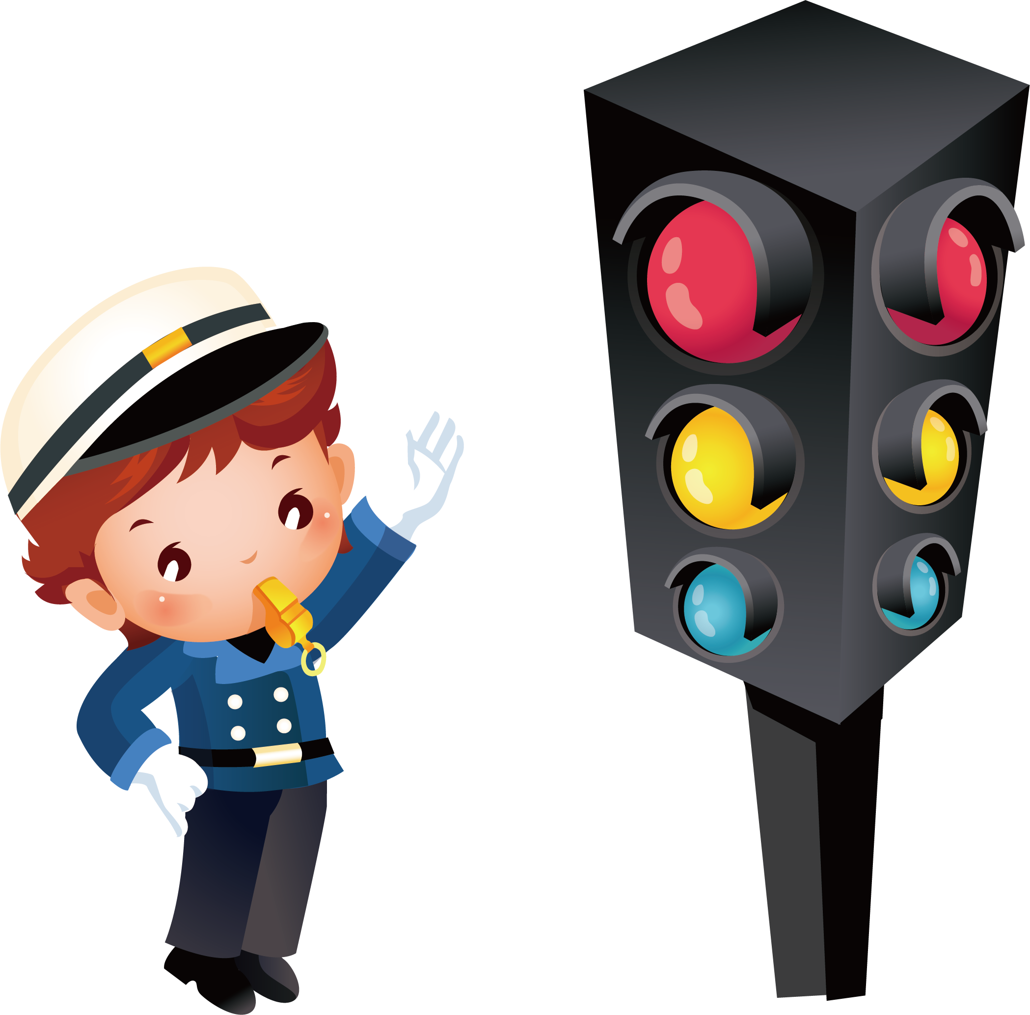 Clip Art Black And White Traffic Burglar Transprent - Traffic Light And Police Clipart - Png Download (2098x2067), Png Download