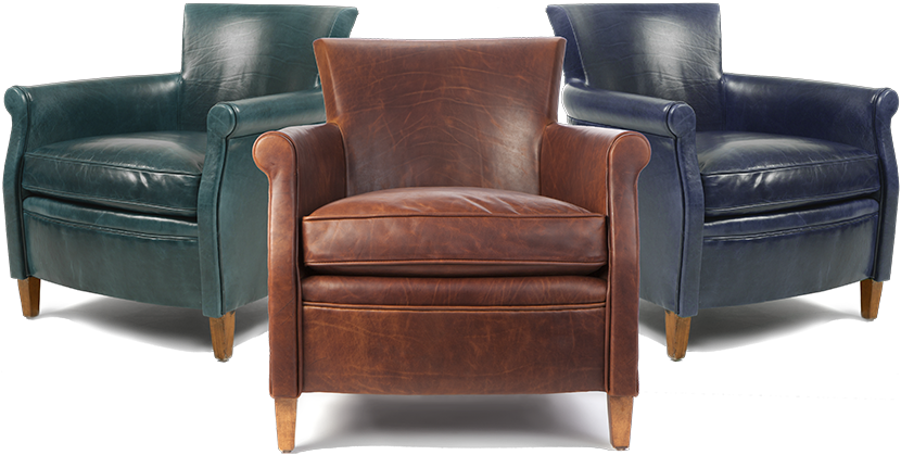 3 Differently Colored 33 Chairs - Club Chair Clipart (830x419), Png Download