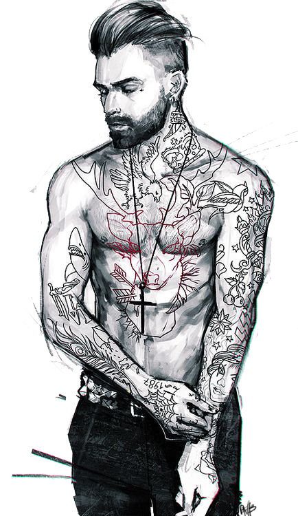 Tattoo Cartoon Character Drawing Cool Png Download Clipart (434x750), Png Download