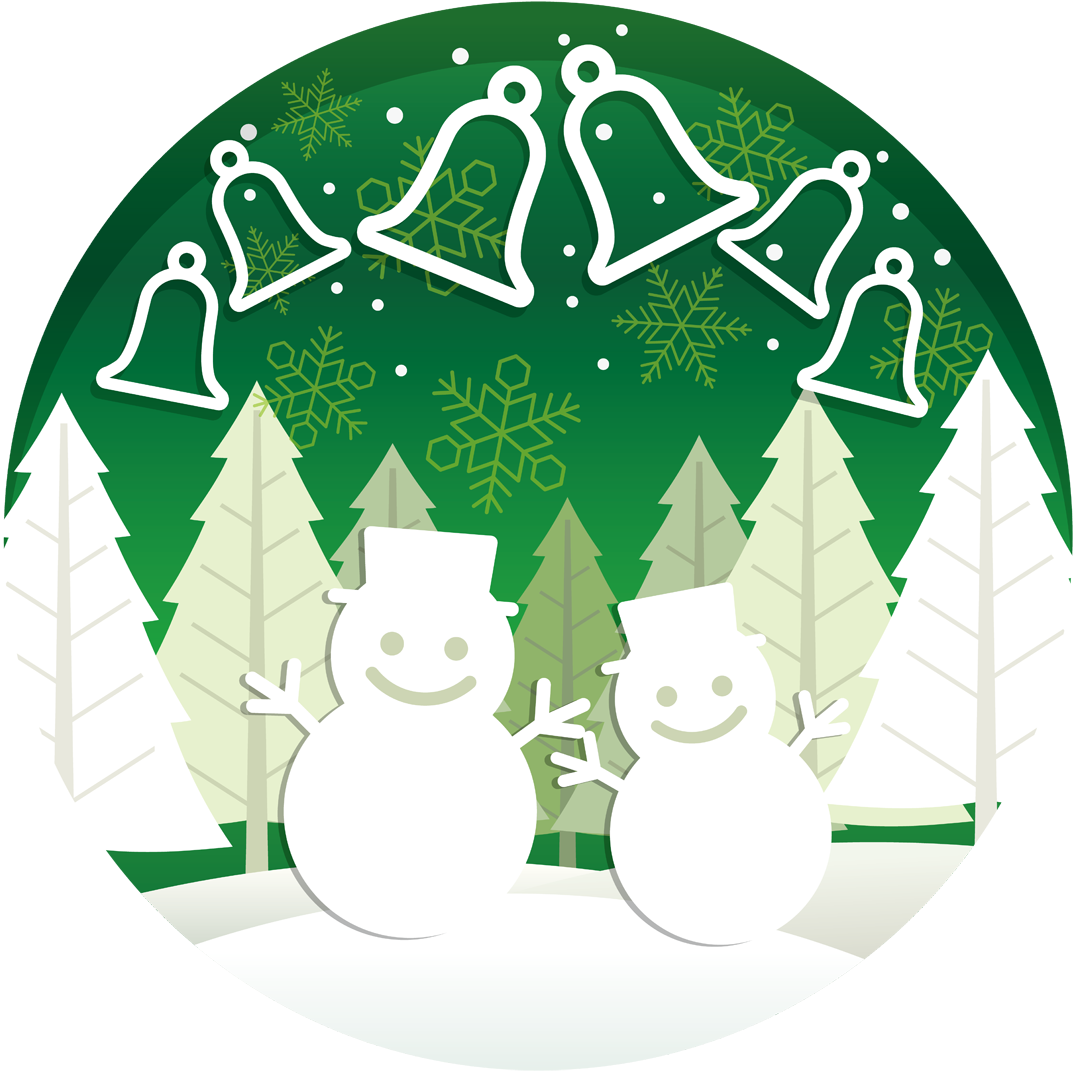 Christmas Round Illustration With Forest, Snowmen, Clipart (1200x1200), Png Download