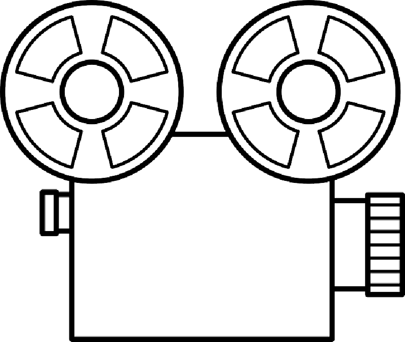 Drawn Camera Old Film Projector - Film Camera Drawing Easy Clipart (640x540), Png Download