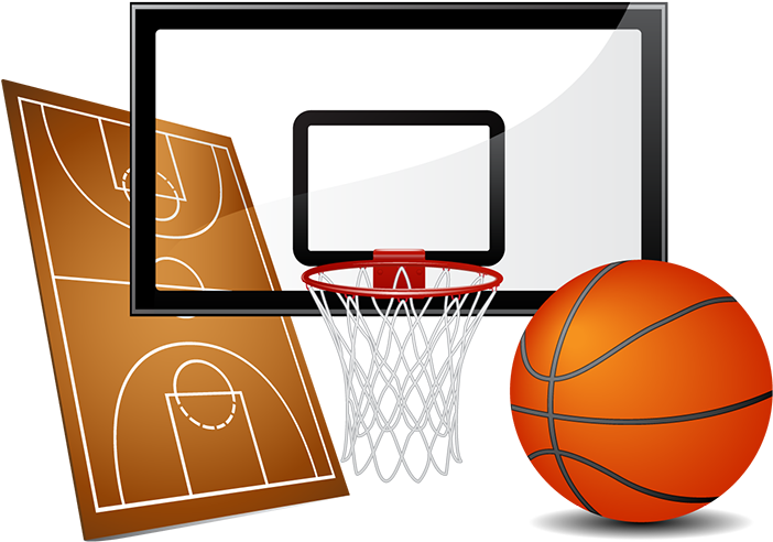 Cartoon Basketball Court - Equipments Used In Basketball Clipart (800x618), Png Download