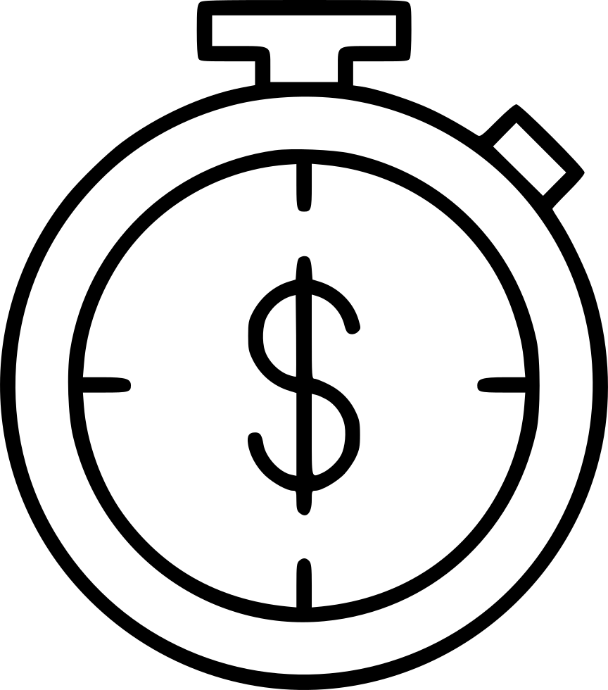 Chronometer Stopwatch Money Dollar Svg Png Icon Free - Dollar Sign Stopwatch Png Clipart (864x980), Png Download