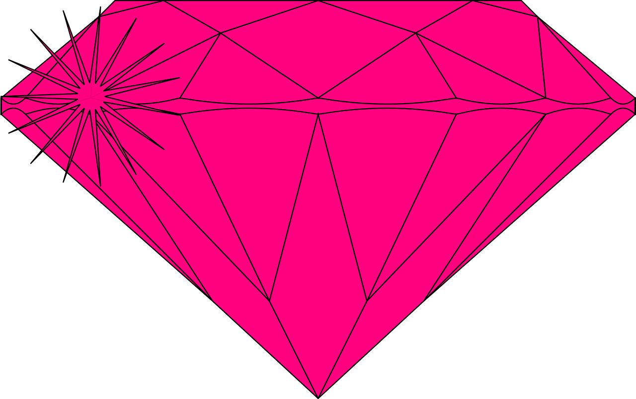 Diamond Cut Polished - Pink Diamond Clip Art - Png Download (1280x804), Png Download