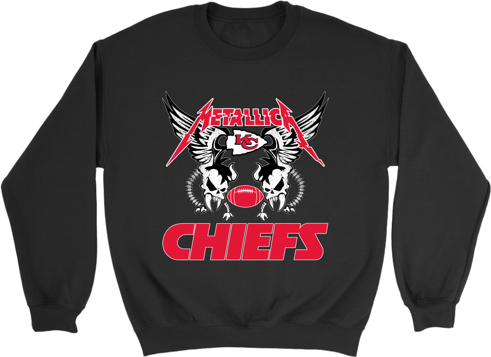 Kansas City Chiefs Metallica Heavy Metal Football Sweatshirt Clipart (1024x1024), Png Download