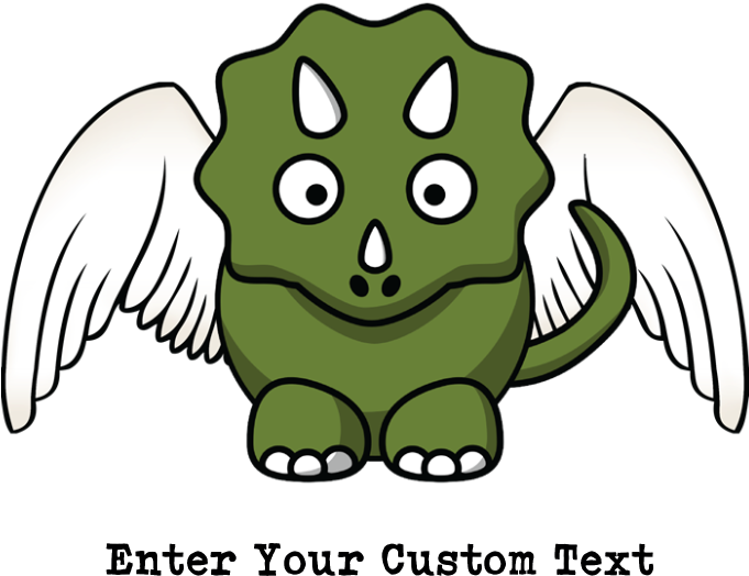 Triceratops Dinosaur Angel Wings Baby Blanket Clipart (681x524), Png Download