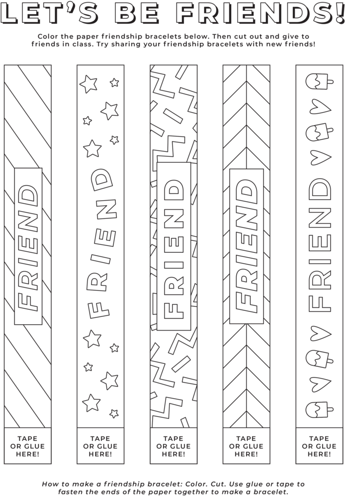 Help Students Make Friends With Diy Friendship Bracelets - Line Art Clipart (804x1024), Png Download