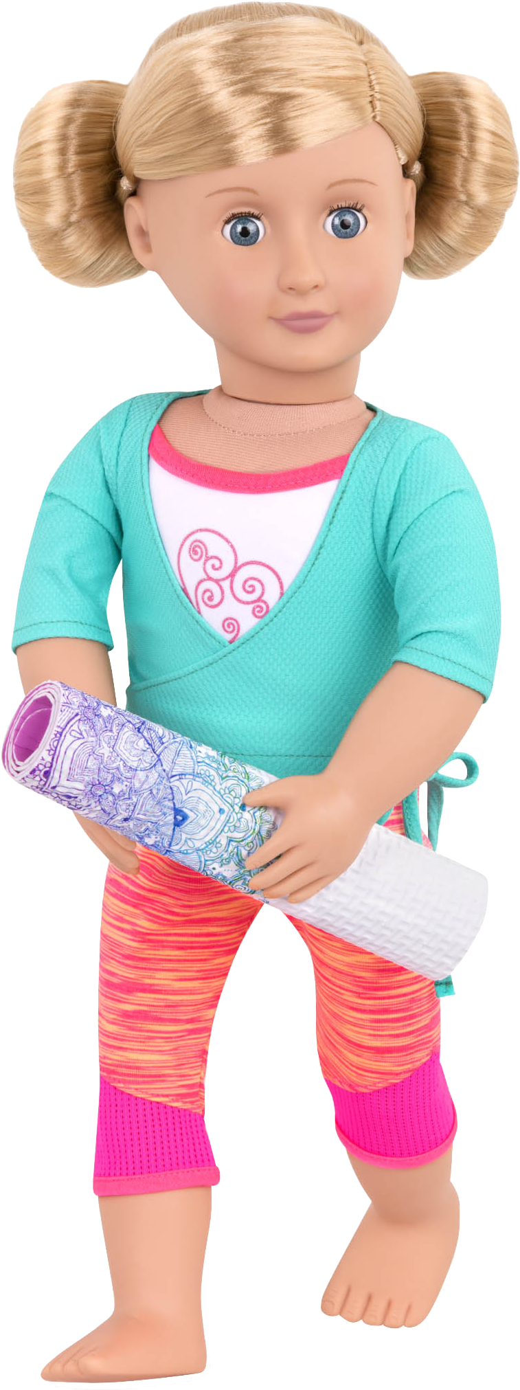 Happy Sun Salute Yoga Outfit Katelyn Holding Mat - Our Generation Clipart (2100x2100), Png Download