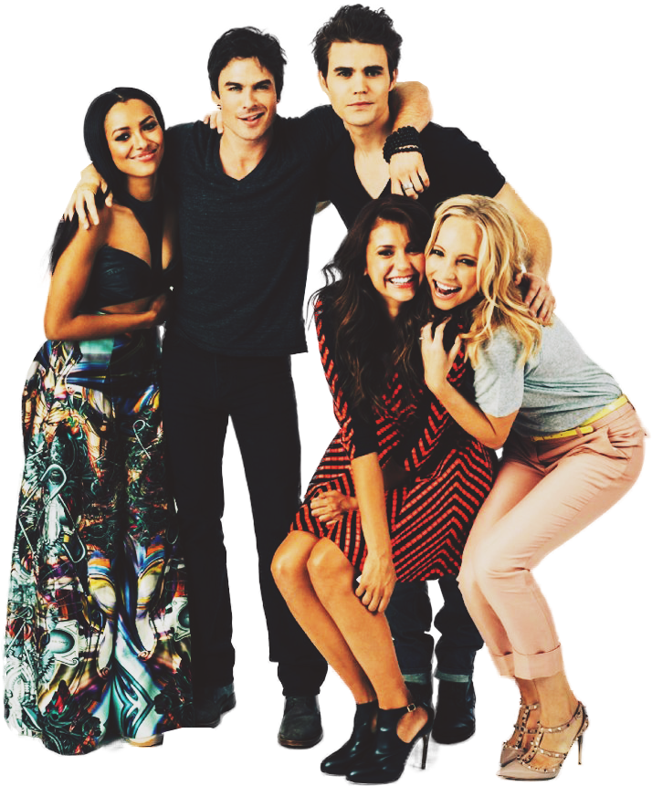 Download Image - Vampire Diaries Cast Comic Con Clipart (714x861), Png Download