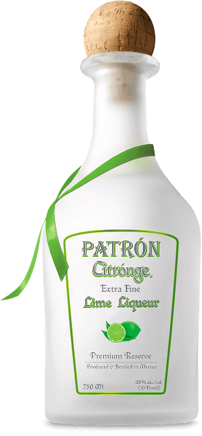 Citrónge Lime Bottle - Patron Citronge Liqueur Clipart (294x635), Png Download