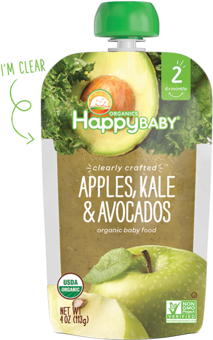 Happy Baby Stage 2 Broccoli, Peas & Pear - Avocado Baby Food Product Clipart (700x700), Png Download