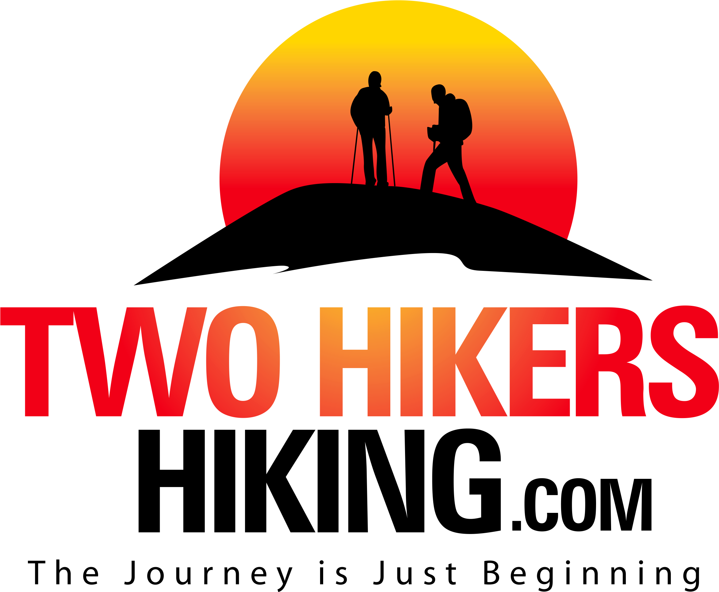 Two Hikers Hiking - Silhouette Clipart (2345x1930), Png Download