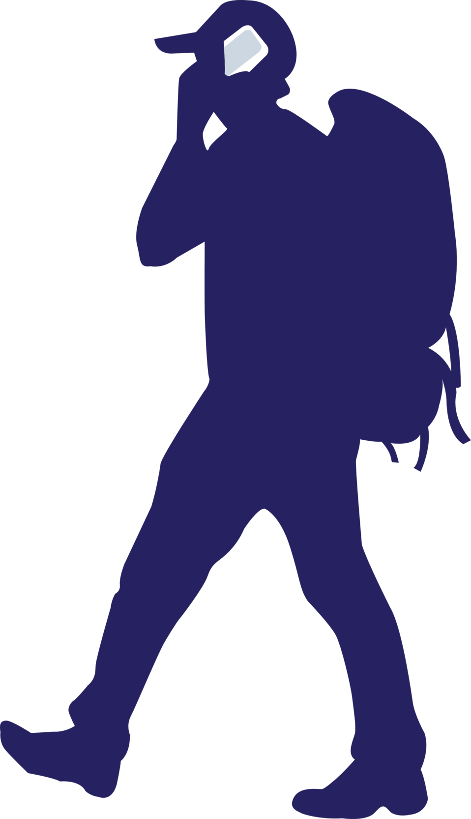 Backpacking Hiking Silhouette Travel Clipart (433x750), Png Download