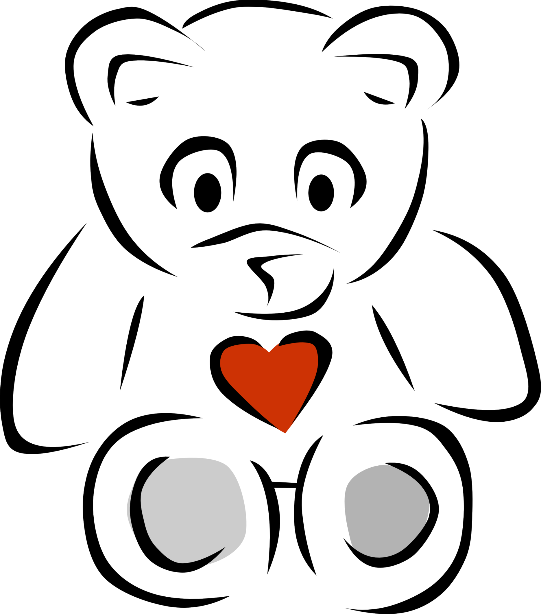 Teddy Bear Black And White Black And White Pictures - Teddy Bear Line Art Clipart (1871x2123), Png Download