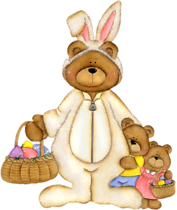 Easter Bear With Basket Png Picture - Easter Bears Transparent Clipart (601x712), Png Download