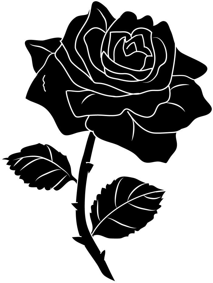 Rose Png Black And White Clipart (700x929), Png Download