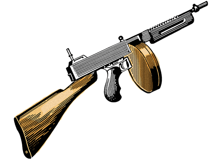 Machine Gun Clipart Gangster - Tommy Gun Clip Art - Png Download (800x533), Png Download