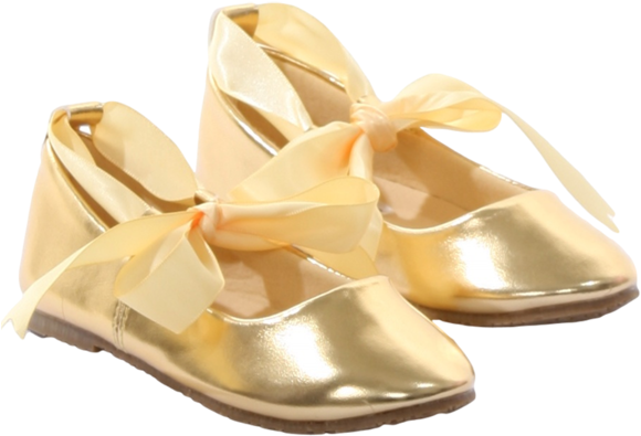 Gold Ballet Flats Girls Dress Shoes With Grosgrain - Ballet Flat Clipart (600x600), Png Download