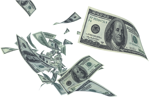 Money Flying - 100 Dollar Bill Clipart (1280x420), Png Download