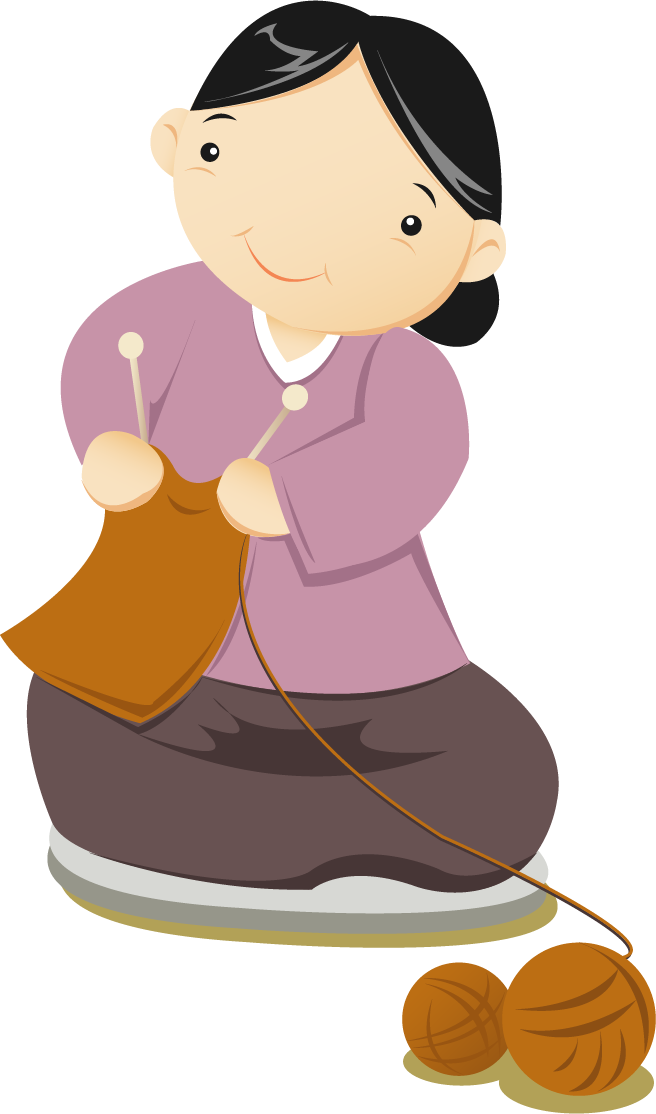 Women Vector Knitting Vecteur Hand-painted Free Download - Dibujos De Mujeres Tejiendo Clipart (656x1114), Png Download