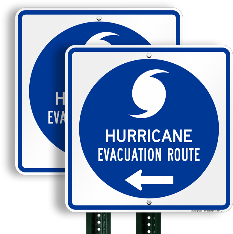 Hurricane Evacuation Route Left Arrow Sign Clipart (800x800), Png Download