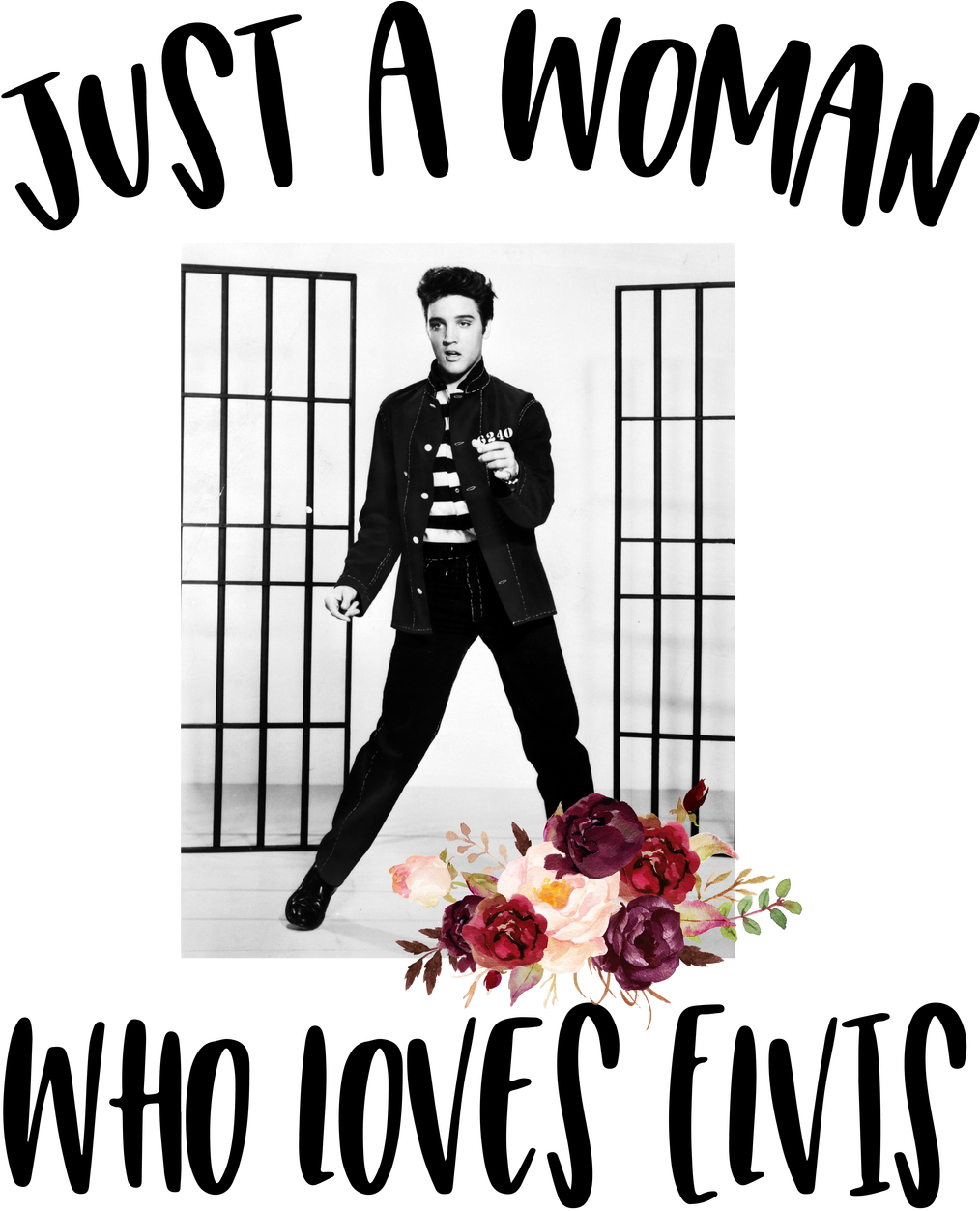 Just A Woman Who Loves Elvis Transfer - Elvis Jailhouse Rock Clipart (1013x1280), Png Download