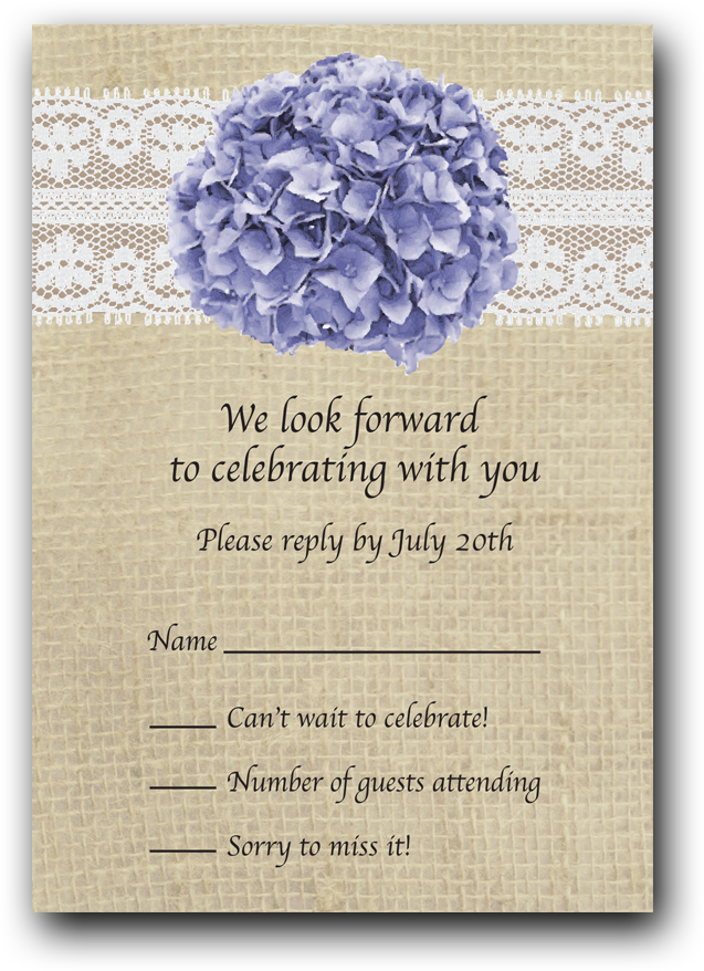 Burlap, Lace & Hydrangea Invitation Clipart (1000x1000), Png Download