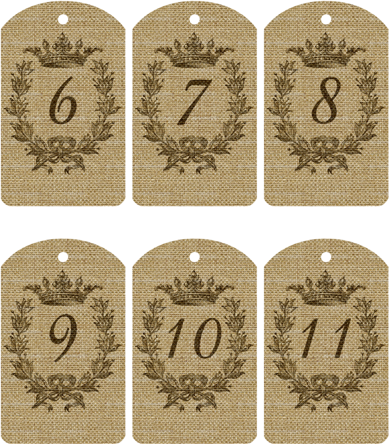 Free Printable Burlap Number Tags 1-20 Clipart (819x1024), Png Download