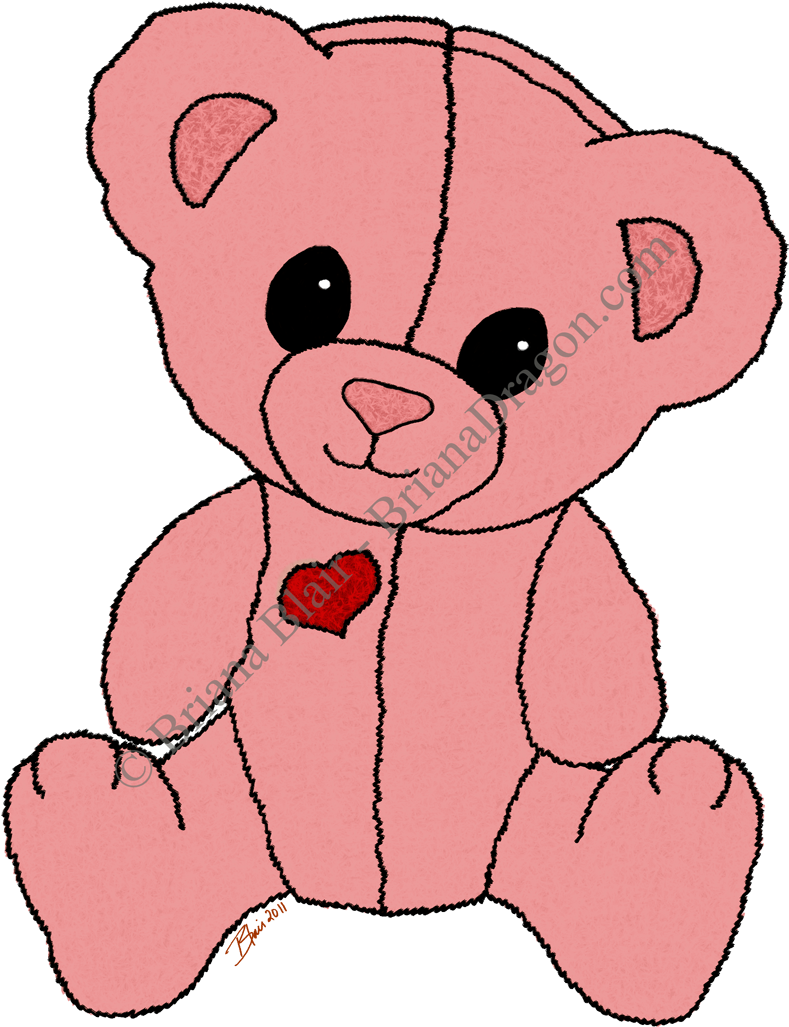 Cute And Happy Pink Teddy Bear By Brianadragon - Teddy Bear Clipart (789x1027), Png Download