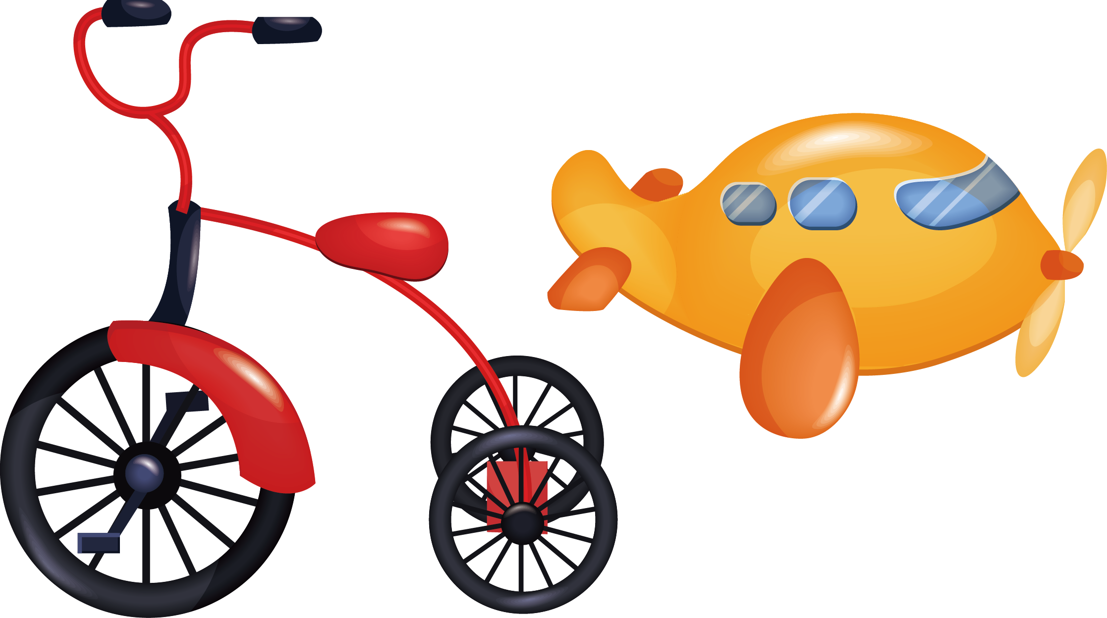 Picture Royalty Free Library Motorized Bicycle Clip - Cartoon Small Airplane - Png Download (2234x1248), Png Download